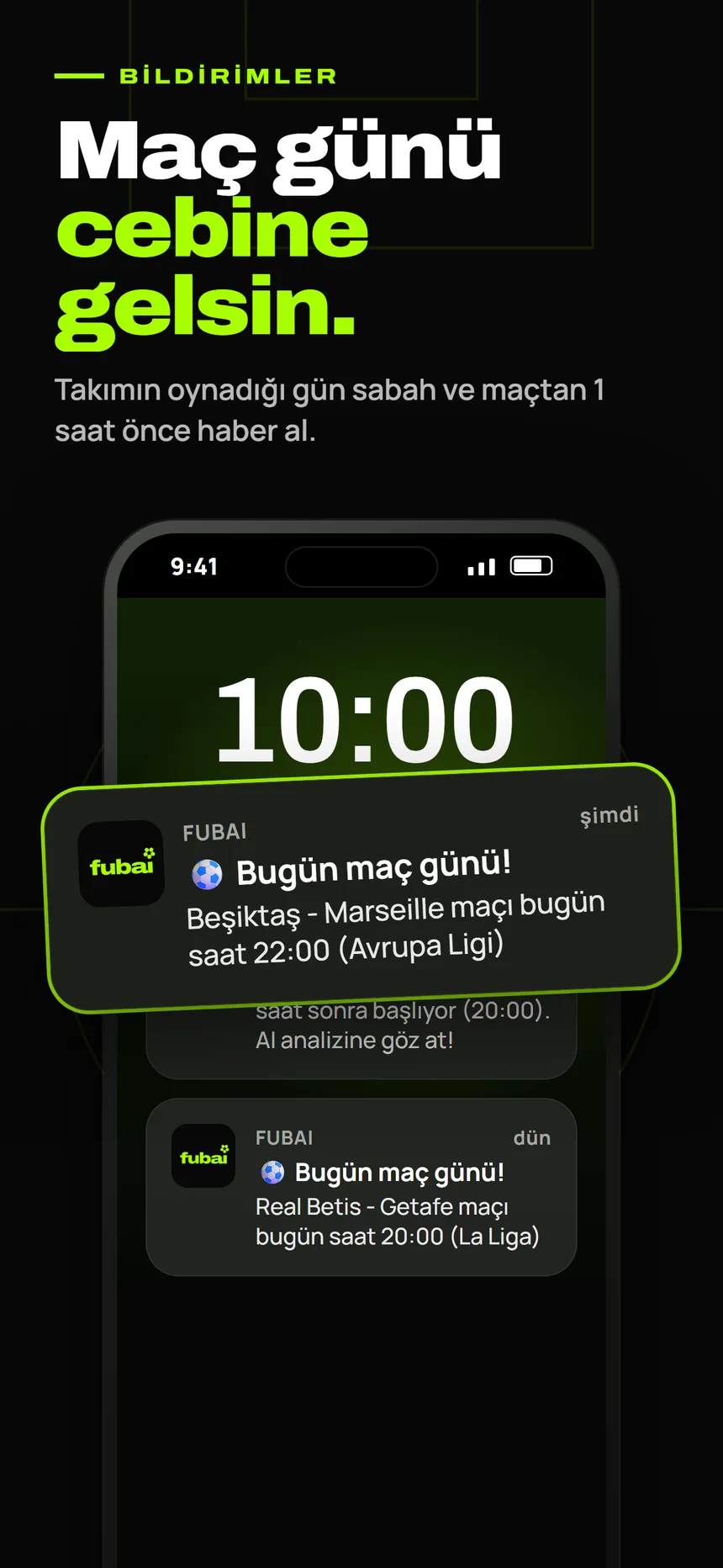 Bildirimler: maç günü cebine gelsin